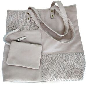 Woven100% Leather Large Blush Taupe Shoulder Bag Wristlet Soft Girl Fairy Whimsy